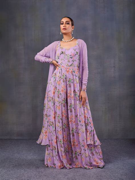 Pastel Purple Jumpsuit With A Shrug – Tirumala Designers