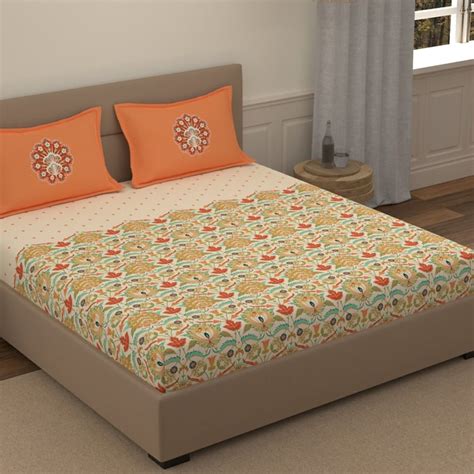 Buy PORTICO Charlotte Cotton 210TC Printed 3Pcs Super King Bedsheet Set ...