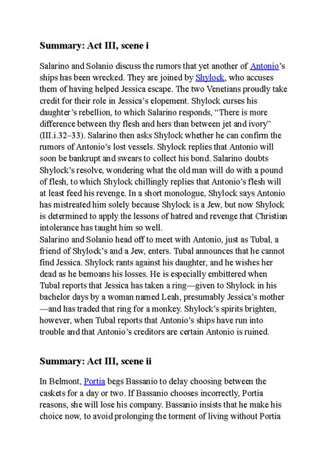 Summary of Merchant of Venice written by William Shakespeare - Summary ...