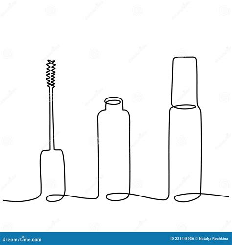 Decorative Cosmetics For Makeup- Mascara, Continuous One Line Drawing ...