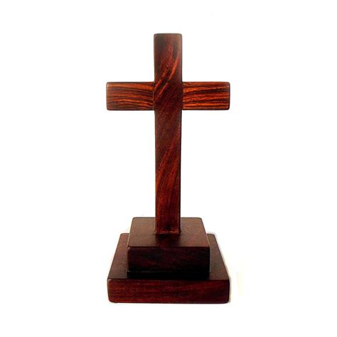 Wooden Handcrafted Classic Vintage Style Cross on Pedestal : Amazon.in ...