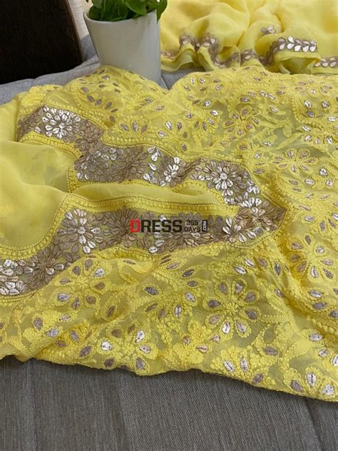 Yellow Chikankari Gota Patti Neckline Kurta Dupatta Set – Dress365days
