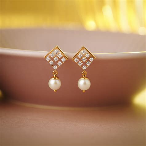 Gleaming Pearl and Diamond Drop Earrings