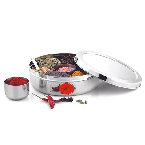 Cook Craft Stainless Steel Masala (Spice) Box/Dabba/Organiser with Lid ...