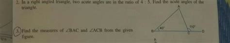 find the measure of angle BAC and angle ACB from the given figuretell ...