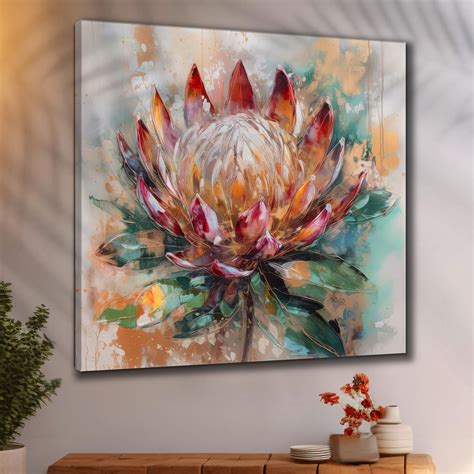 Livin'luxe paintings Modern Protea Flower Canvas Wall Art, Large ...