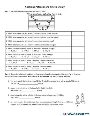Image result for Kinetic Energy Worksheet Answer Key