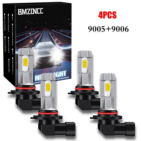 9005 9006 LED Bulbs Combo, 8000LM 6000K Bright White, HB3 HB4 Halogen ...