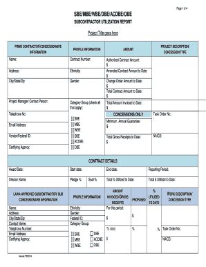Fillable Online SUBCONTRACTOR UTILIZATION REPORT Fax Email Print ...