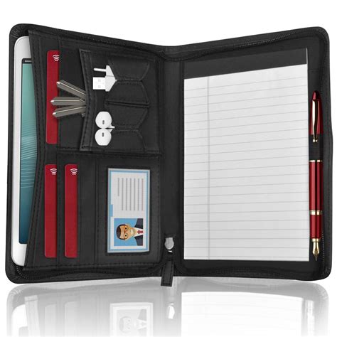 Buy DAKX Padfolio/Portfolio, PU Leather Zippered Padfolio Portfolio ...