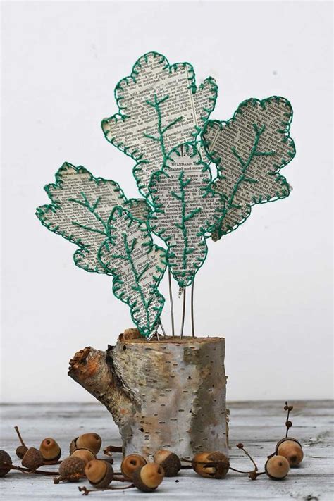 Easy Paper Leaf Embroidery - A Unique Fall Decoration - Pillar Box Blue