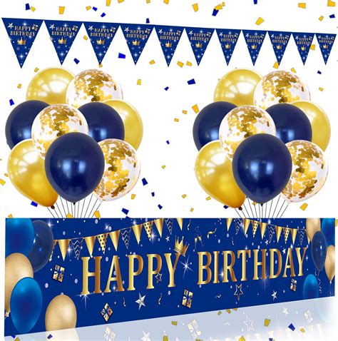Buy Blue Birthday Decorations for Men Women,Happy Birthday Yard Banner ...