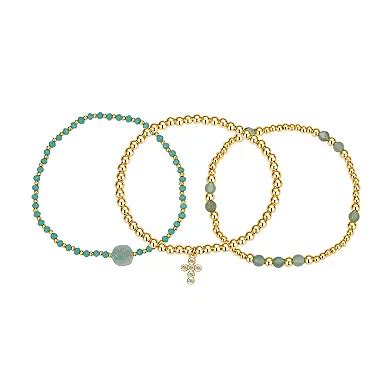 Love This Life 14k Gold Plated Cubic Zirconia & Amazonite Stone Beaded ...