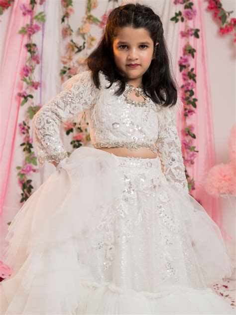 Pearl White 3 Piece Lehenga – Little Angels Clothing