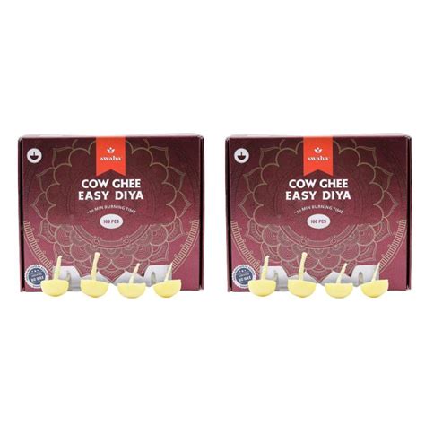 Buy Swaha Premium Cow Ghee Diya Batti | 30 Minute Burning Time Wax Free ...