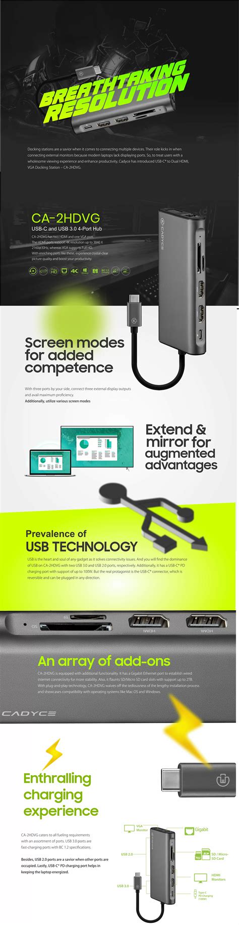 CADYCE USB-C DUAL HDMI & VGA DOCKING STATION WITH HDMI CA-2HDVG– Vishal ...