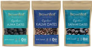BROWNBELL Combo of Signature Kalmi Dates, Safawi Dates & Ajwa Dates ...