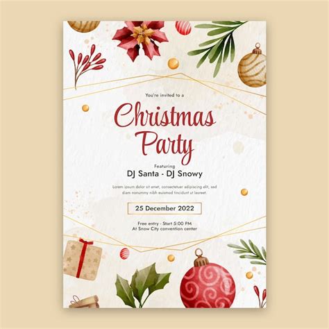 Christmas season celebration invitation template | Free Vector