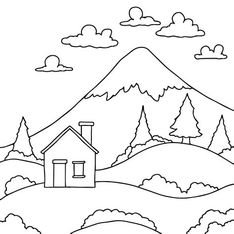 Design nature landscape coloring page outline art 22386562 Vector Art ...