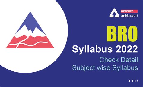 BRO Syllabus 2022, Check Detail Subject Wise Syllabus