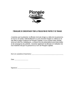 Fillable Online Formulaire de consentement pour la publication de ...