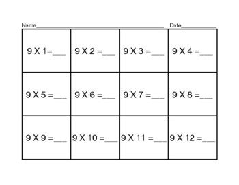 Multiplication Memory Game: 9 Times Tables by Melissa Waters | TPT