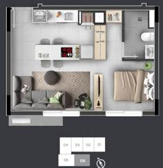 9 ideias de Kitnet | layout de apartamento, planta de quitinete, design ...