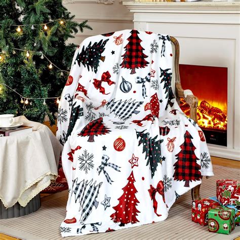 Amazon.com: FuWeave Buffalo Plaid Christmas Tree Blanket Flannel ...