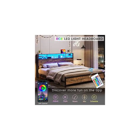 Buy BTHFST King Size LED Bed Frame with Storage Headboard, USB Ports ...