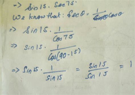 sin 15 sec 75 how to solve - Brainly.in