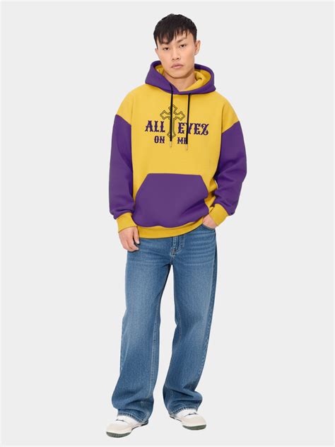 All Eyes on Me Oversized Hoodie - Yellow & Purple – Crazymonk