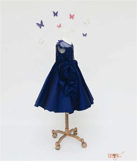 Dark Blue Silk Gown for Girls – FayonKids