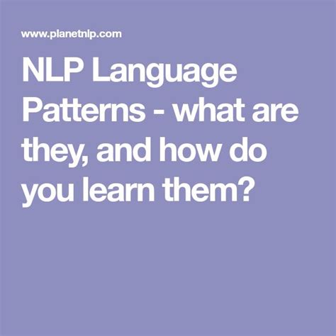 Image result for Language Patterns Examples NLP