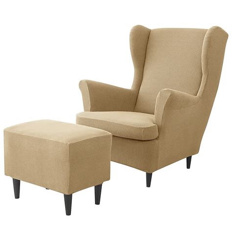 ving stoltrekk sett, inkluderer stretch wingback stol trekk og ottoman ...
