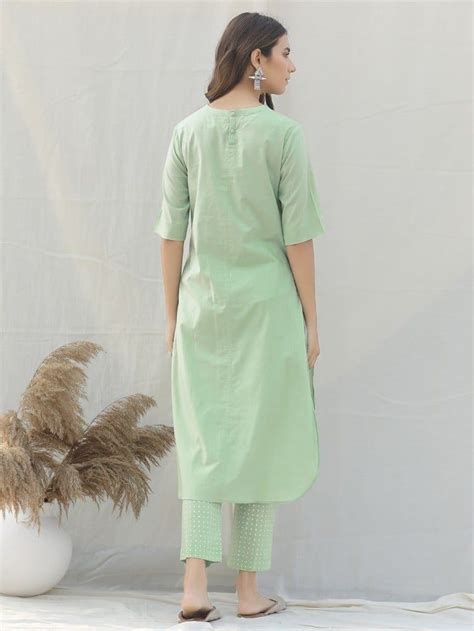 Buy Mint Green Cotton Kurta | SHA16MAR106/K/SHA16 | The loom