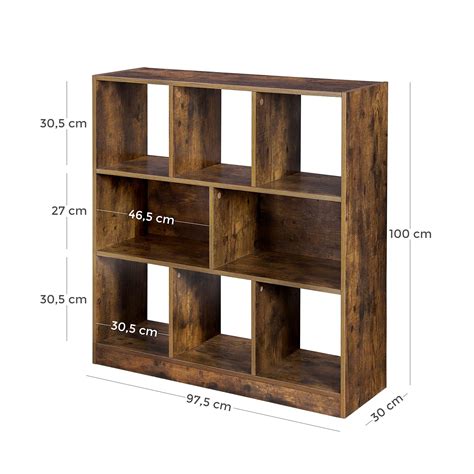 Buy VASAGLE Bookshelf, Wooden Bookcase with Open Cubbies, Free Standing ...