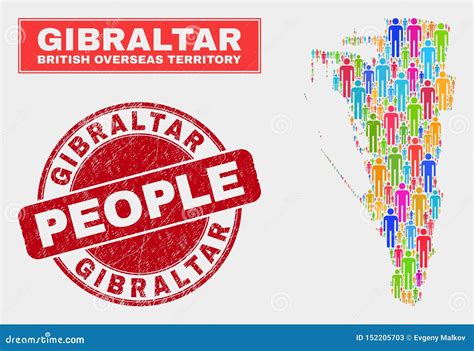 Gibraltar Map Population Demographics and Corroded Stamp Seal Stock Vector - Illustration of ...