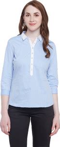 Annabelle by Pantaloons Formal 3/4 Sleeve Solid Women Light Blue Top ...