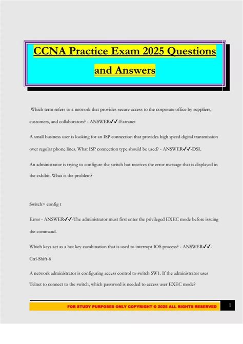 CCNA Practice Exam 2025 Questions and Answers - CCNA - Stuvia US