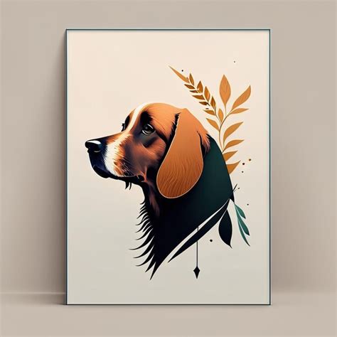 Dog minimalist illustration with soft color elements generative ai ...