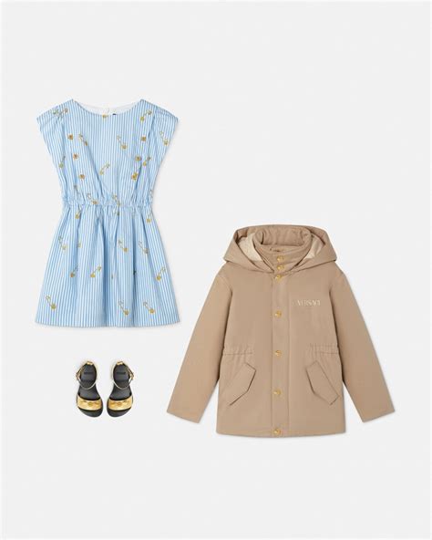 Pinstripe Pin Kids Dress Blue,Gold | VERSACE US