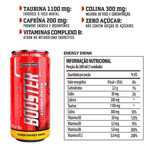 Booster Energy Drink 269ml - Sabor Energy Drink - Whey Store Suplementos