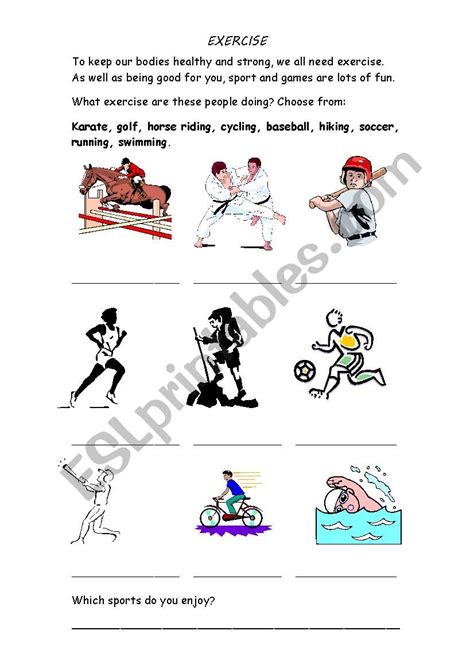 Type of Exercise Worksheet 的图像结果