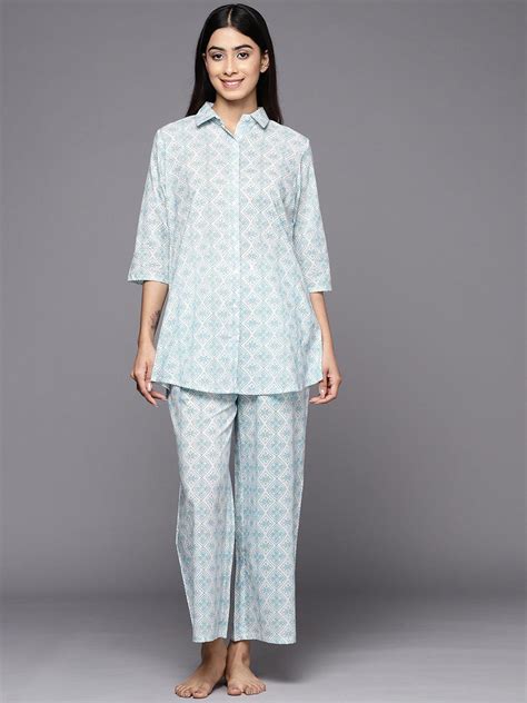 Buy White Printed Cotton Night Suit Online at $27.00 USD | ShopLibas
