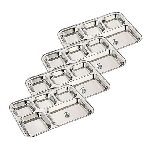 Buy CutTales Stainless Steel 5 in 1 Compartment Plate, Best for Dinner ...