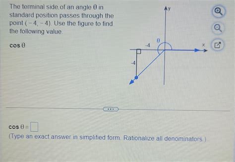 Solved The terminal side of an angle θ in standard position | Chegg.com