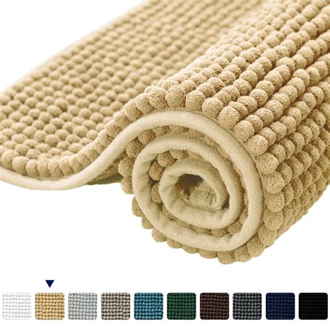 Subrtex Chenille Bathroom Rugs Soft Non-Slip Super Water Absorbing ...