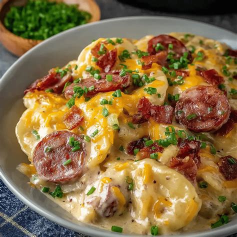 Crockpot Pierogi Casserole with Kielbasa