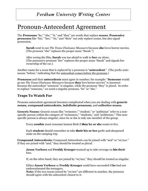 Pronoun Antecedent Agreement Examples