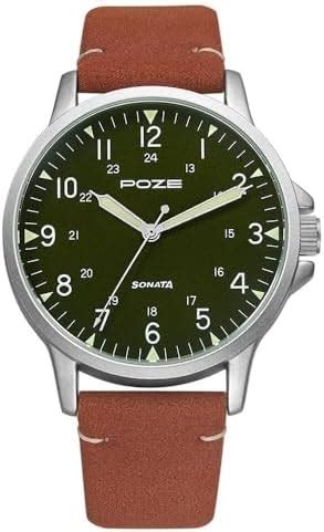 Sonata Poze Quartz Analog Green Dial PU Leather Strap Watch for Men ...